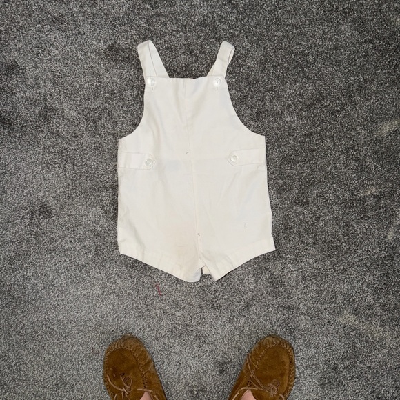 Vintage White Overalls with Red Car Design - Picture 2 of 6